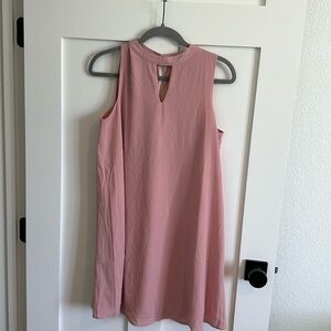 She + Sky Women's S High Neck Keyhole Dressy Tank Blush Pink Sleeveless Top New